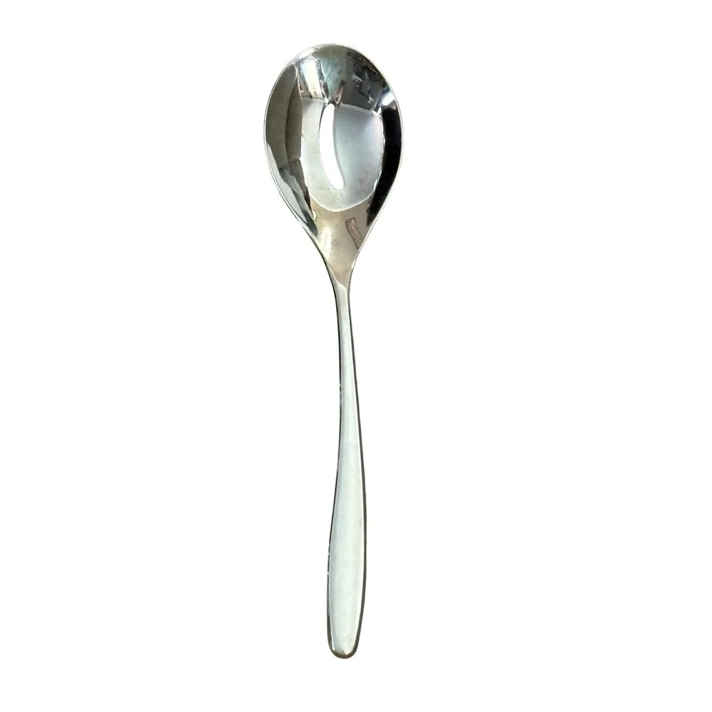 Nambe‎ Bend 3 Piece Stainless Steel Serving Set Spoon Slotted Spoon Meat Fork